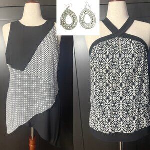 White House Black Market Tops Halter / Tunic / Blouses Size M & Earrings Bundle